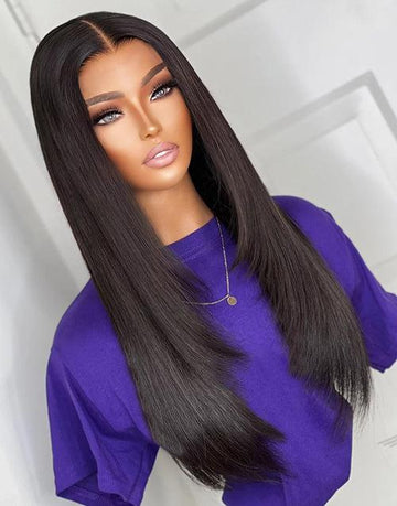 13x5 Crystal Lace Front Layer Cut Straight Wig Butterfly Haircut Wig With Medium Length(80'S 90'S Tiktok Recommend)